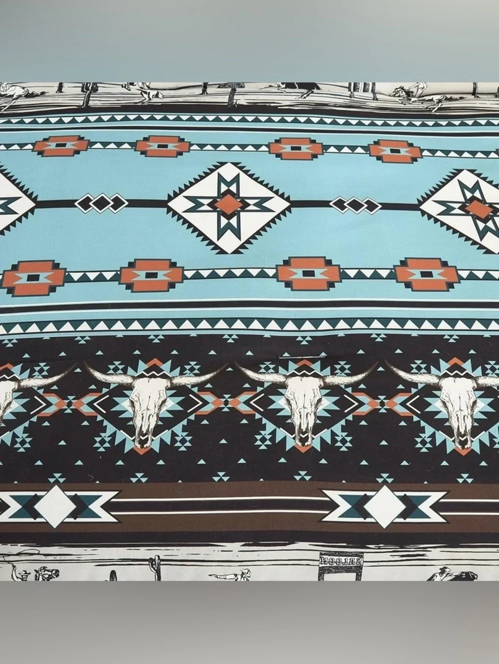 Southwestern Pattern Turquoise and Rust Queen 3 piece Comforter Set